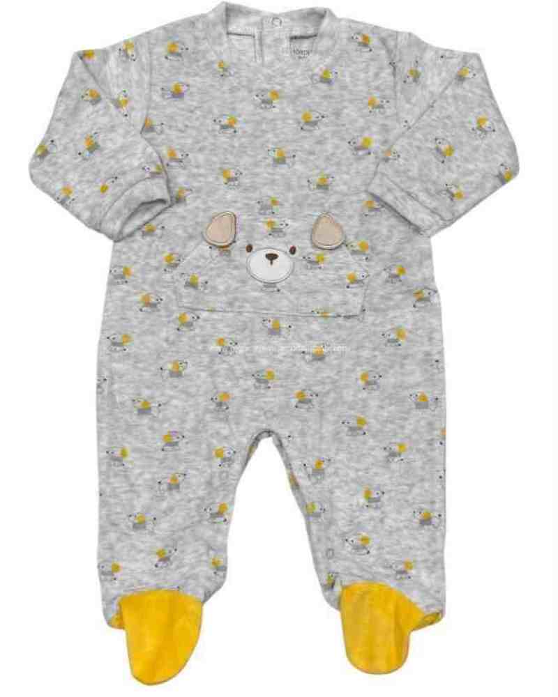 Pijama Terciopelo Oso Orejas Gris