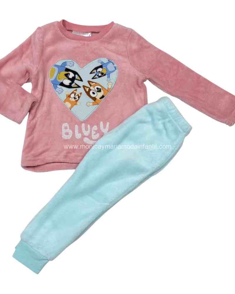 Pijama Terciopelo Bluey rosa