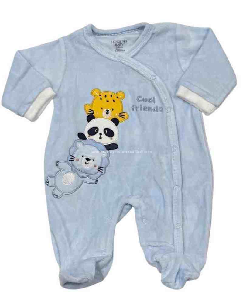 Pijama Terciopelo Oso Panda Celeste