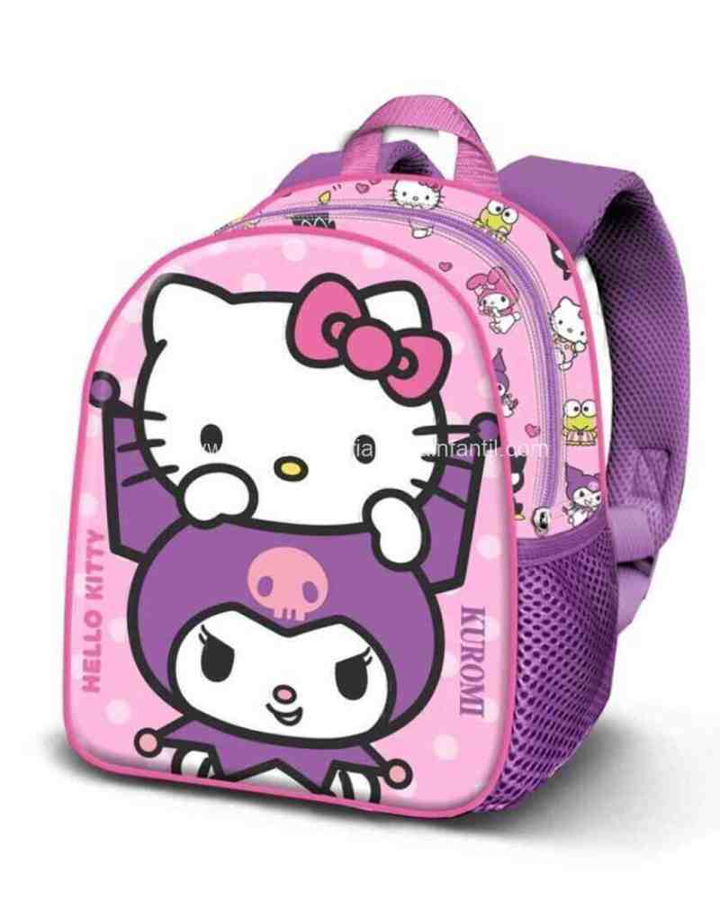 Mochila Infantil Hello Kitty & Kuromi Rosa
