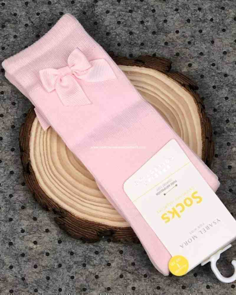 Calcetin Alto con Moña Rosa