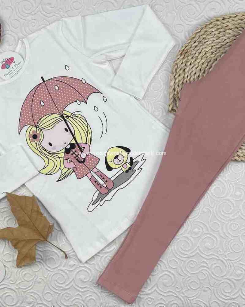 Conjunto Leggin Niña Paraguas Lunares