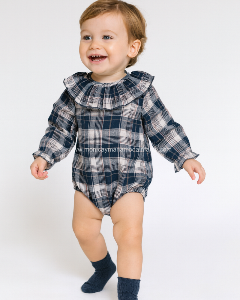 Pelele Cuadros Azulon  Gris