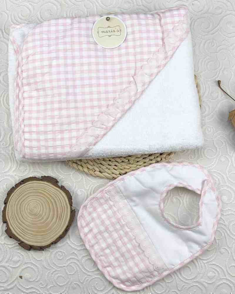 Toalla + Baber Vichy Rosa