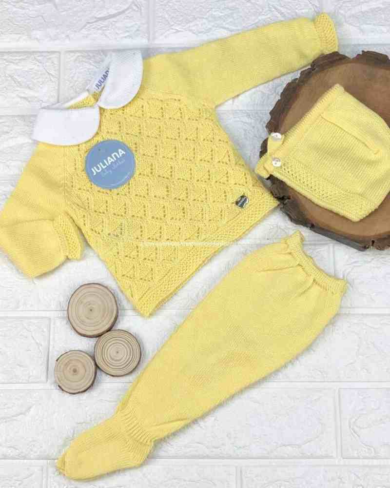 Conjunto Polaina 3 p Calado Rombos Amarillo j5041