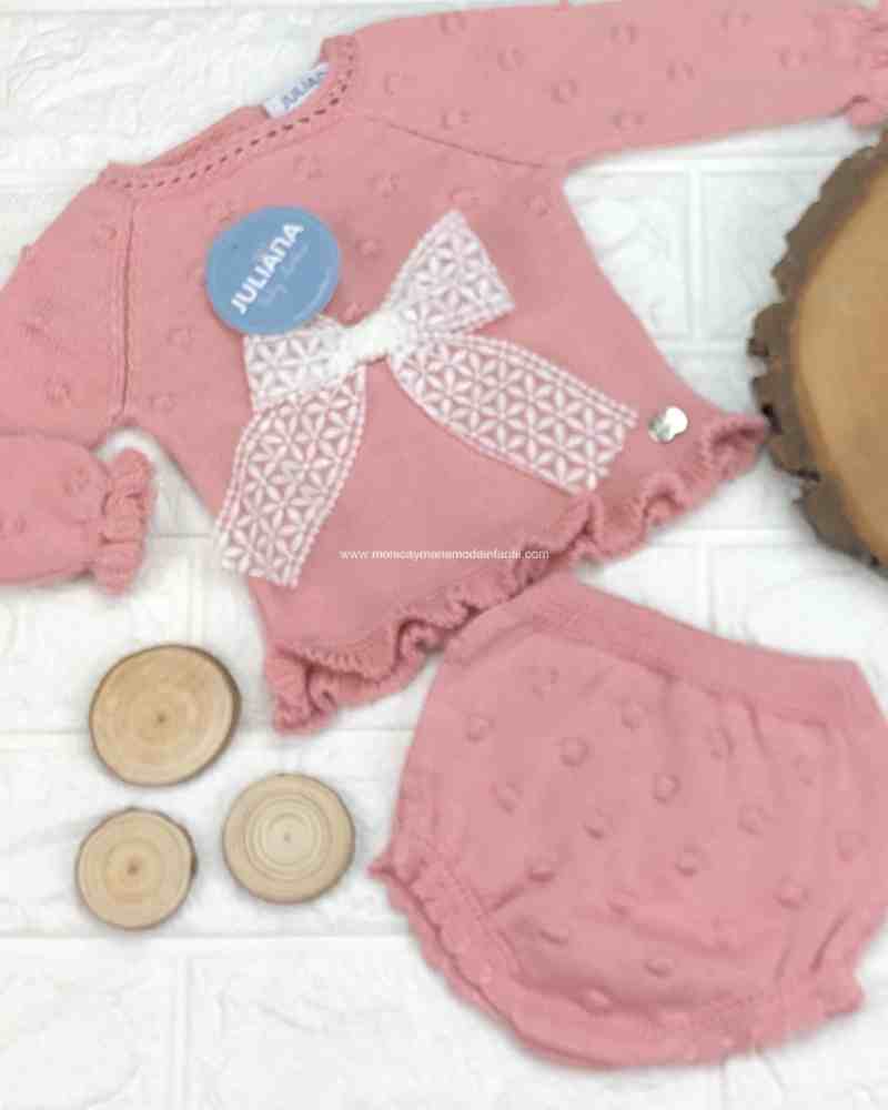 Conjunto Braga punto Bodoque Lazo rosa j5095