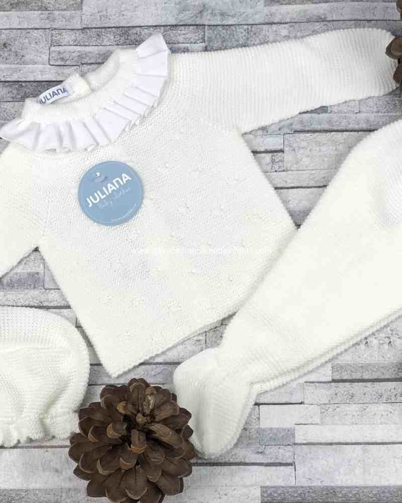 Conjunto polaina 3P bodoques marfil J6046
