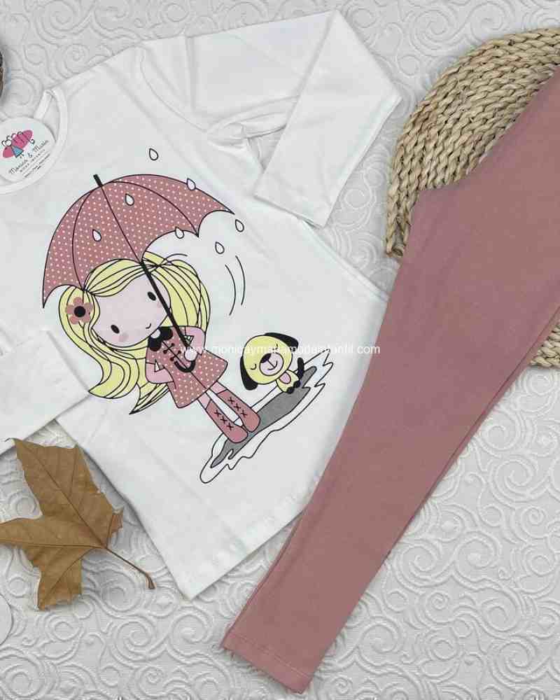 Conjunto Leggin Niña Paraguas Lunares