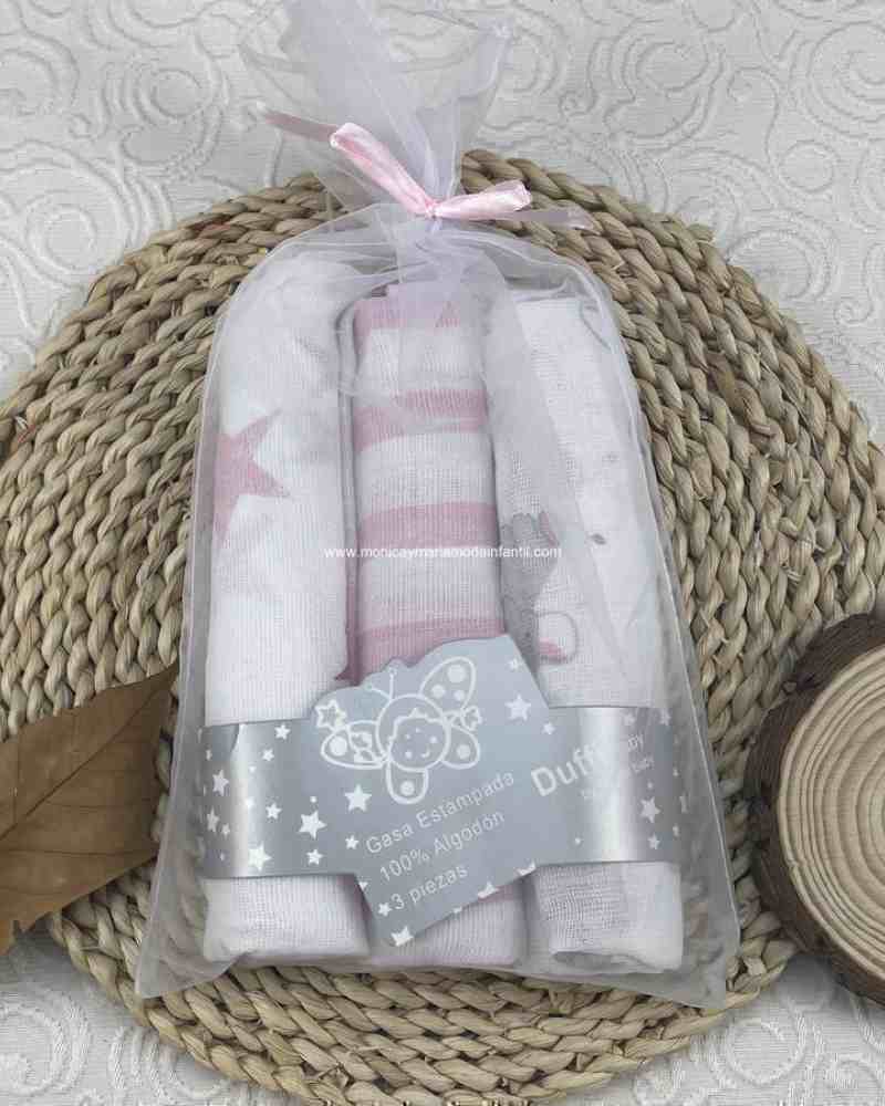 Juego 3 gasas  Elefante Rosa