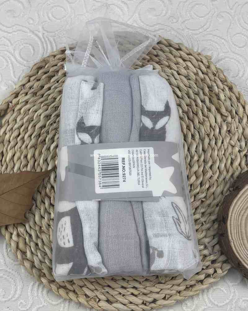 Juego 3 gasas Buo Gris