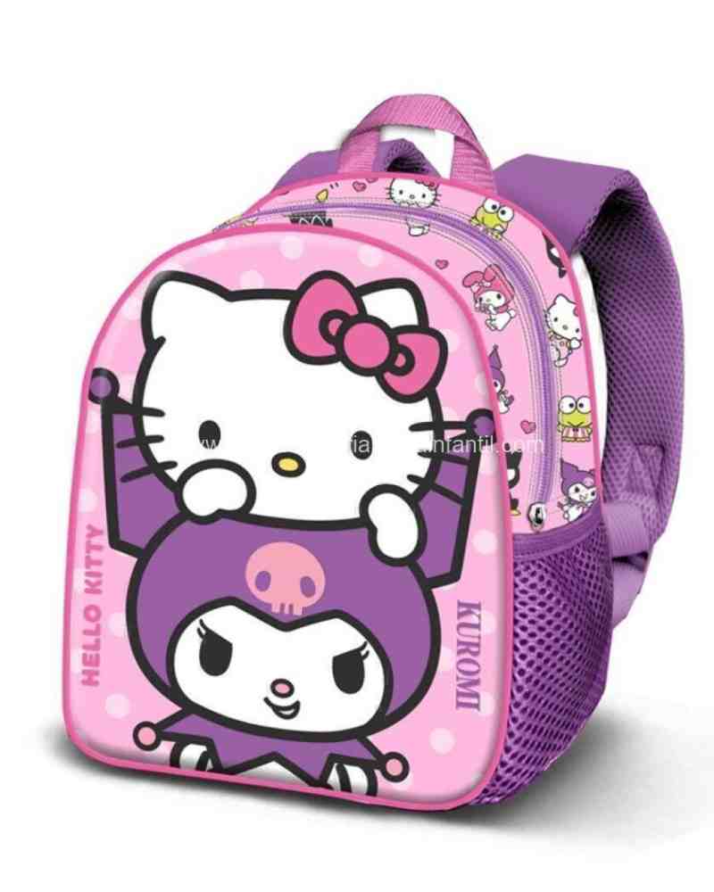 Mochila Infantil Hello Kitty & Kuromi Rosa