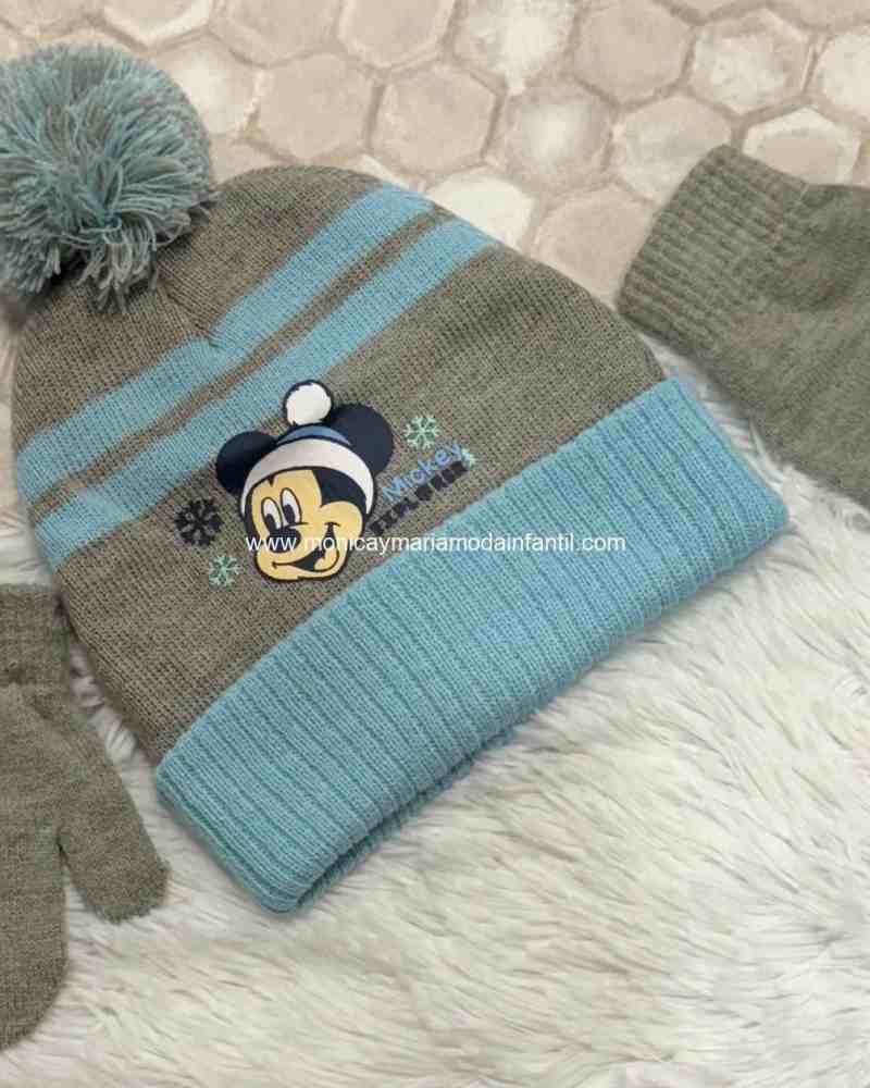 Conjunto Gorrito pompom michy Gris