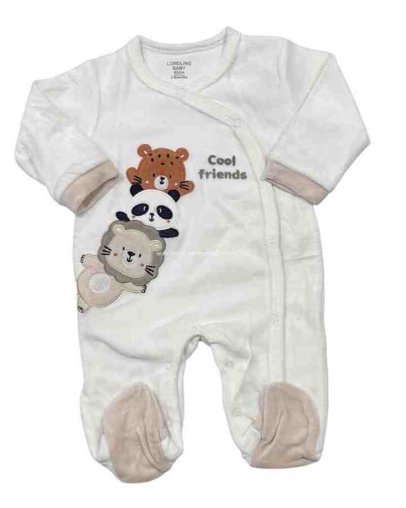 Pijama Terciopelo Oso Panda beige