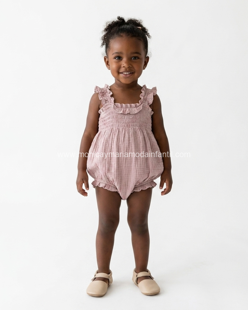 Pelele Bambula Rosa Empolvado Elastico