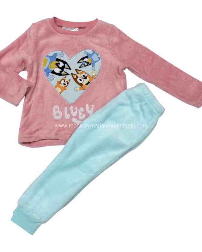 Pijama Terciopelo Bluey rosa