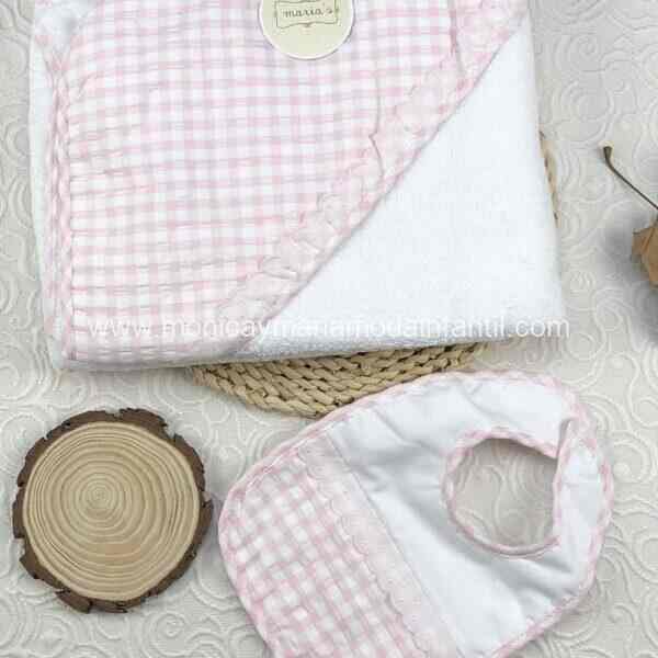 Toalla + Baber Vichy Rosa