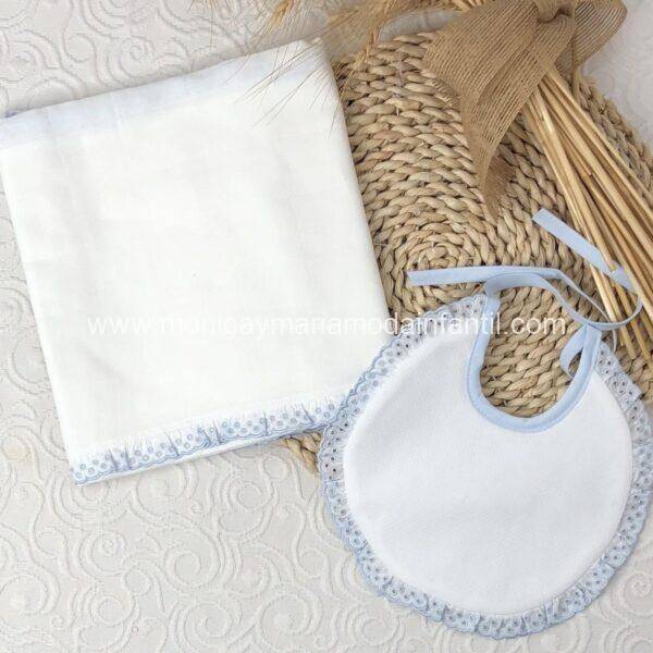 Gasa + Babero Perforado Celeste