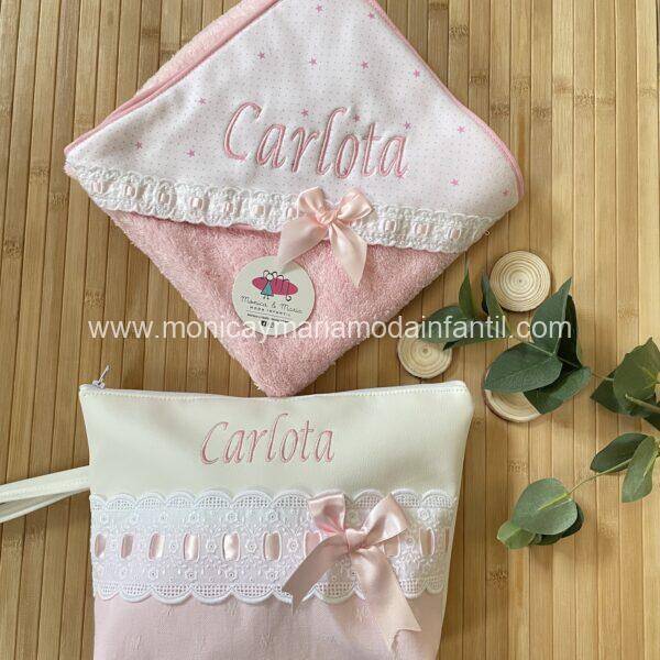 pack toalla y neceser bordados