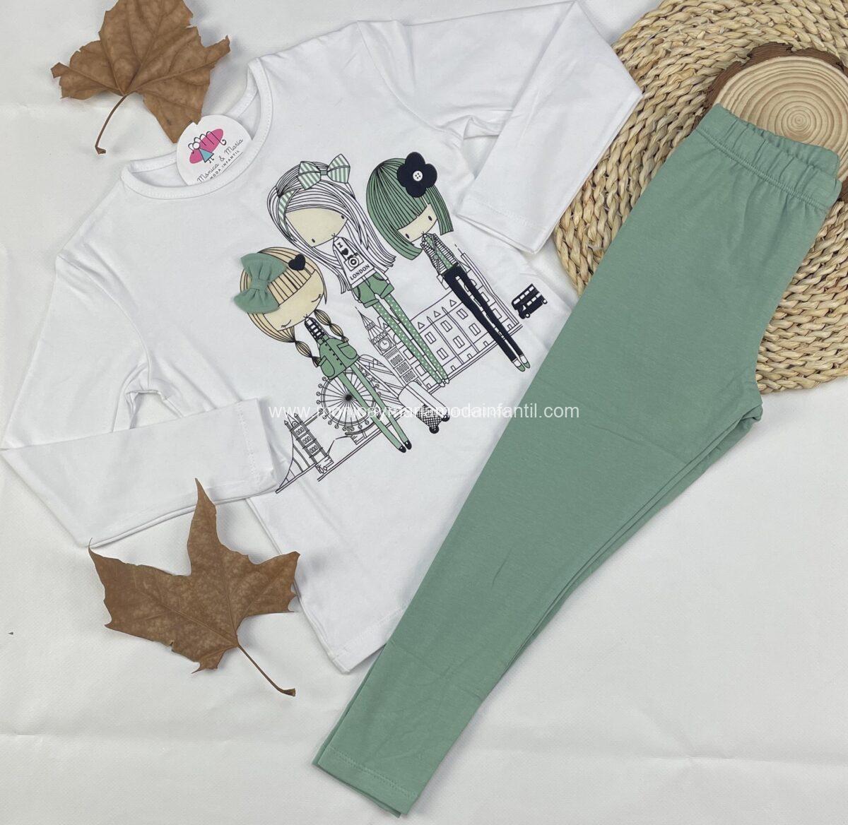 Conjunto Leggin 3 niñas Verde