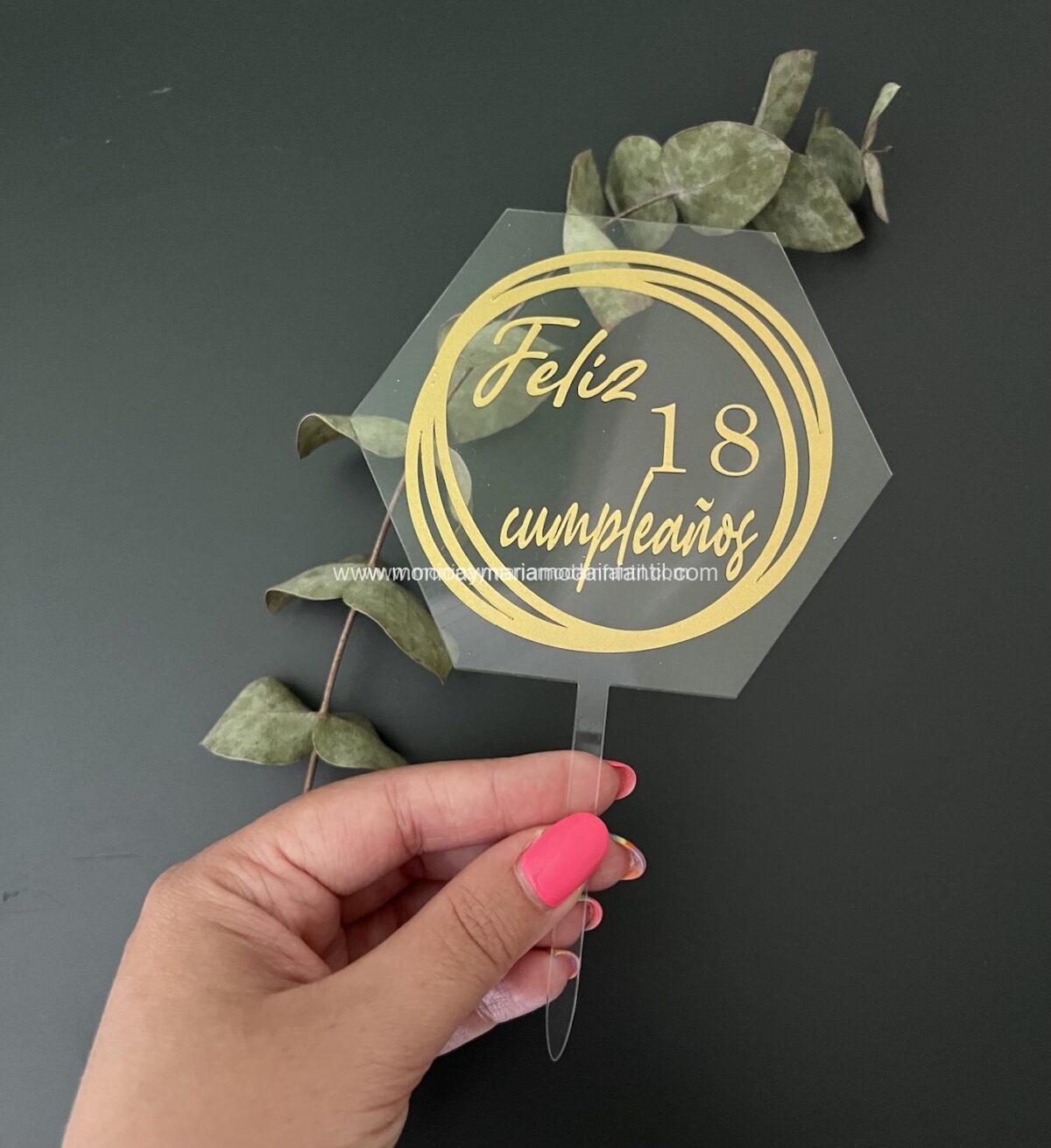 topper tarta dorado