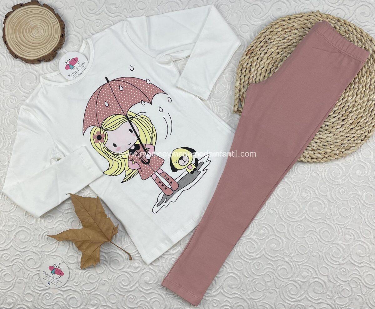 Conjunto Leggin Niña Paraguas Lunares