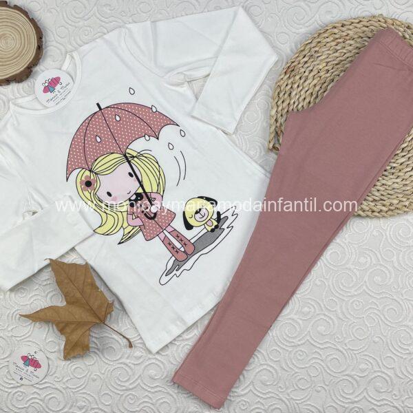 Conjunto Leggin Niña Paraguas Lunares