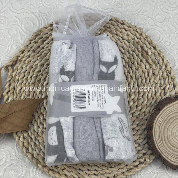 Juego 3 gasas Buo Gris