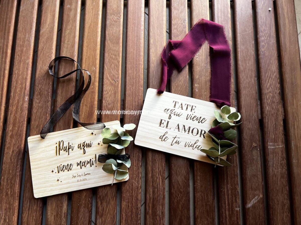Cartel de madera ya viene la novia - Imagen 4