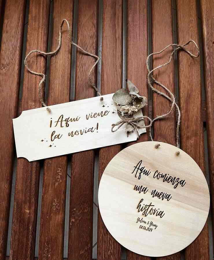 Comprar Ropa Infantil Cartel de madera ya viene la novia - Imagen 5