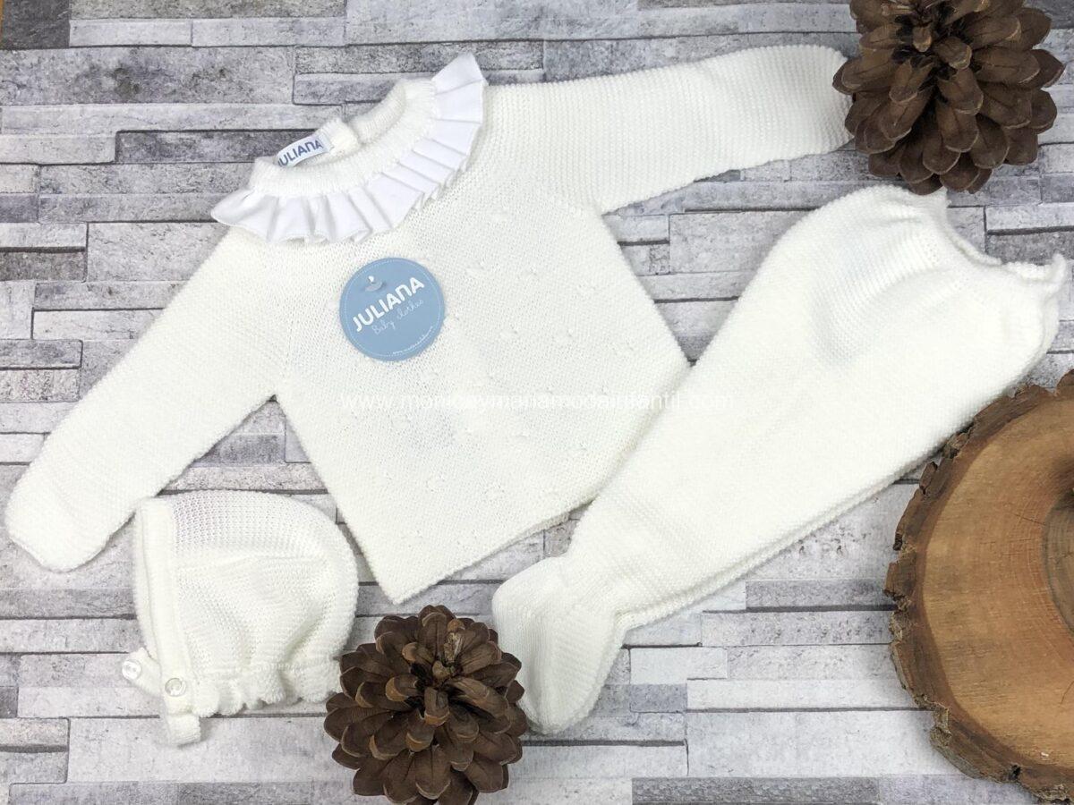 Conjunto polaina 3P bodoques marfil J6046