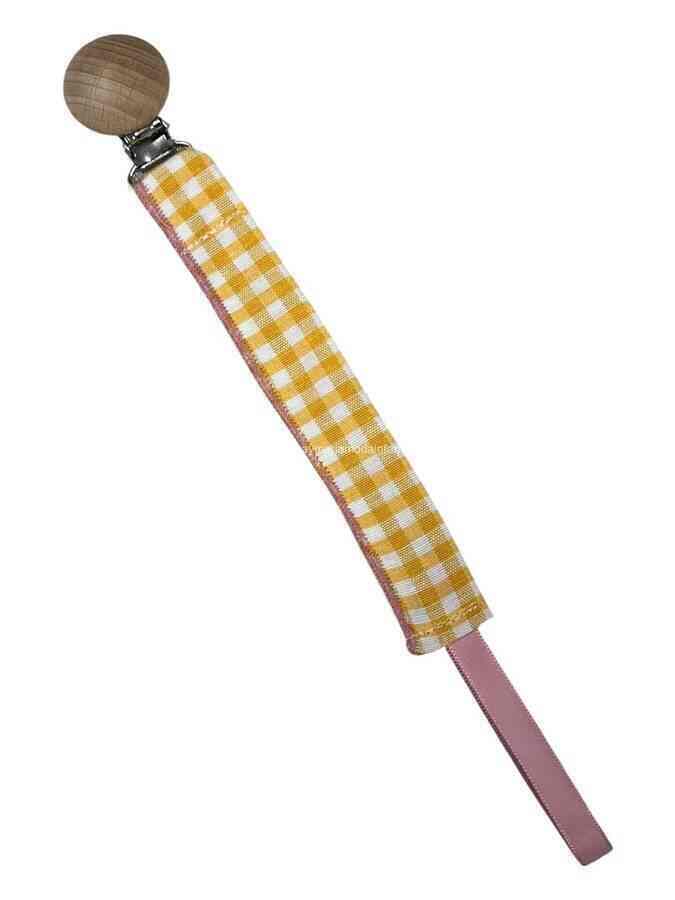 Comprar Ropa Infantil Porta Chupetero Vichy Amarillo